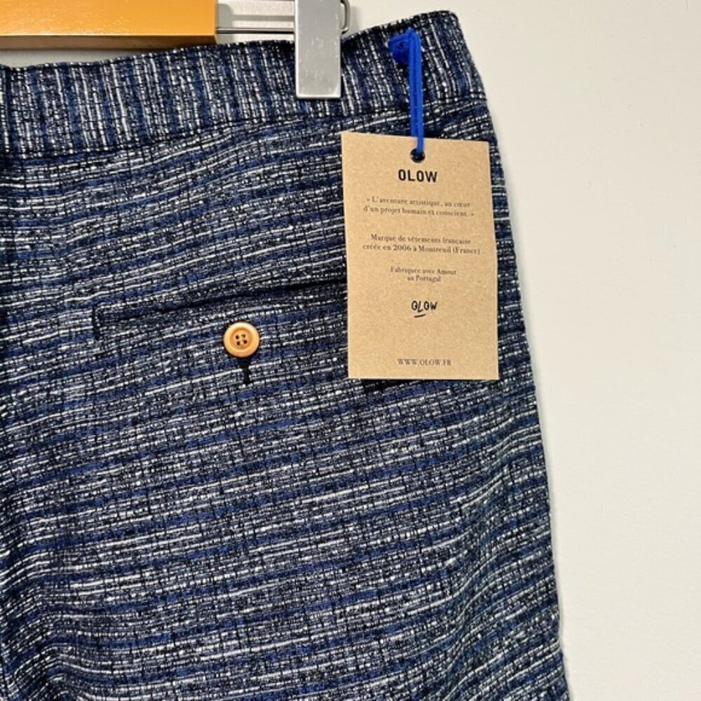 Olow Men’s Blue Textured Elastic Waist Pants Size 34 Made in Portugal BNWT - Picture 7 of 10